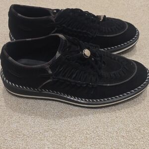 Giuseppe Zanotti Black Loafers with White Accents
